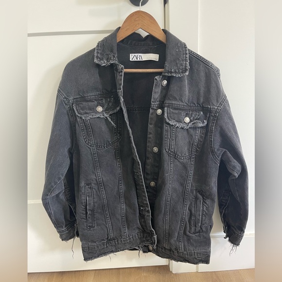 ZARA STONE WASHED DENIM JACKET - Picture 1 of 2